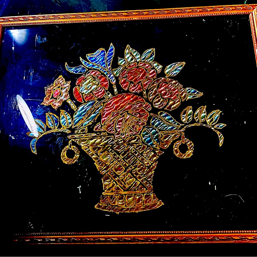 Antique Reverse glass foil art